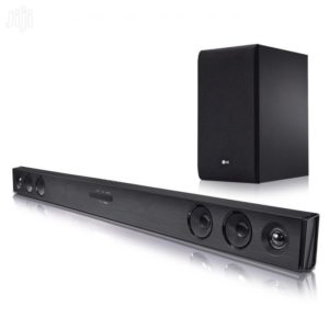 An image of a LG SJ3 Soundbar with wireless subwoofer from Hi-Res Audio in Nairobi