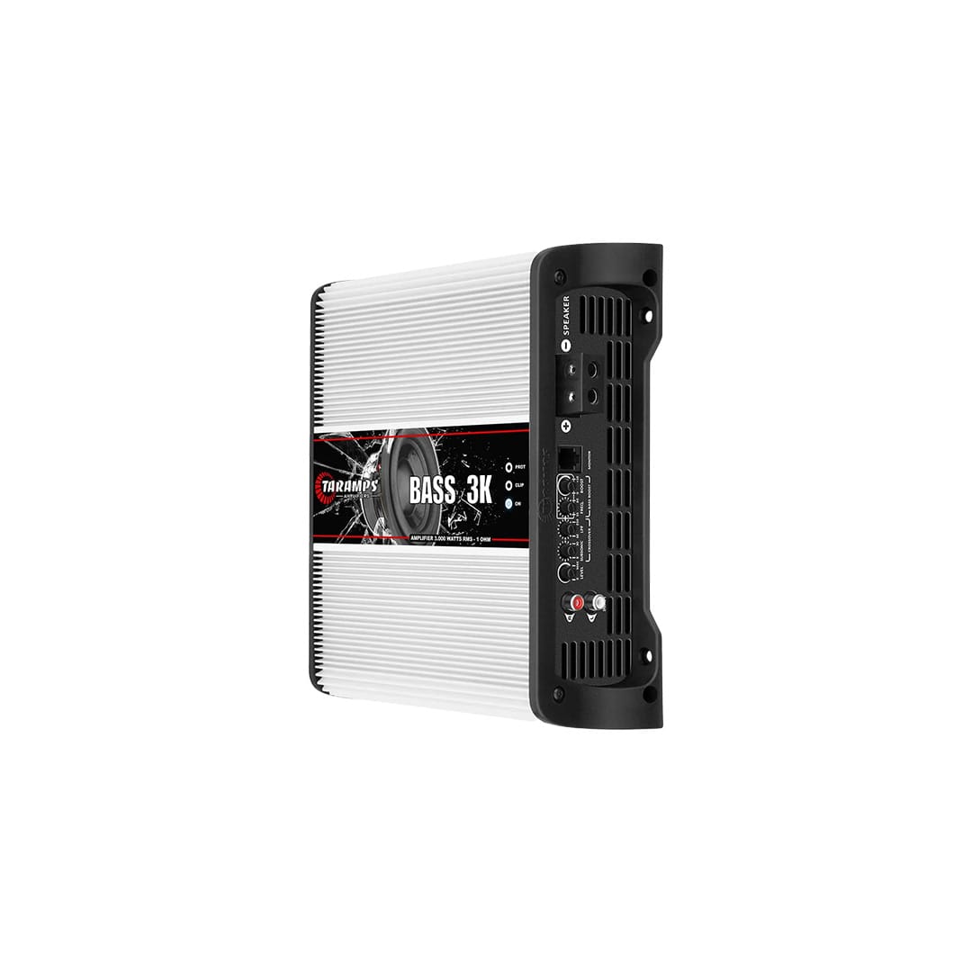 Taramps Bass 3K monoblock car audio amplifier delivering 3000 Watts RMS for sub-bass